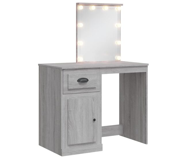 Penteadeira - toucador com luzes led 90x42x132,5 cm cinzento sonoma