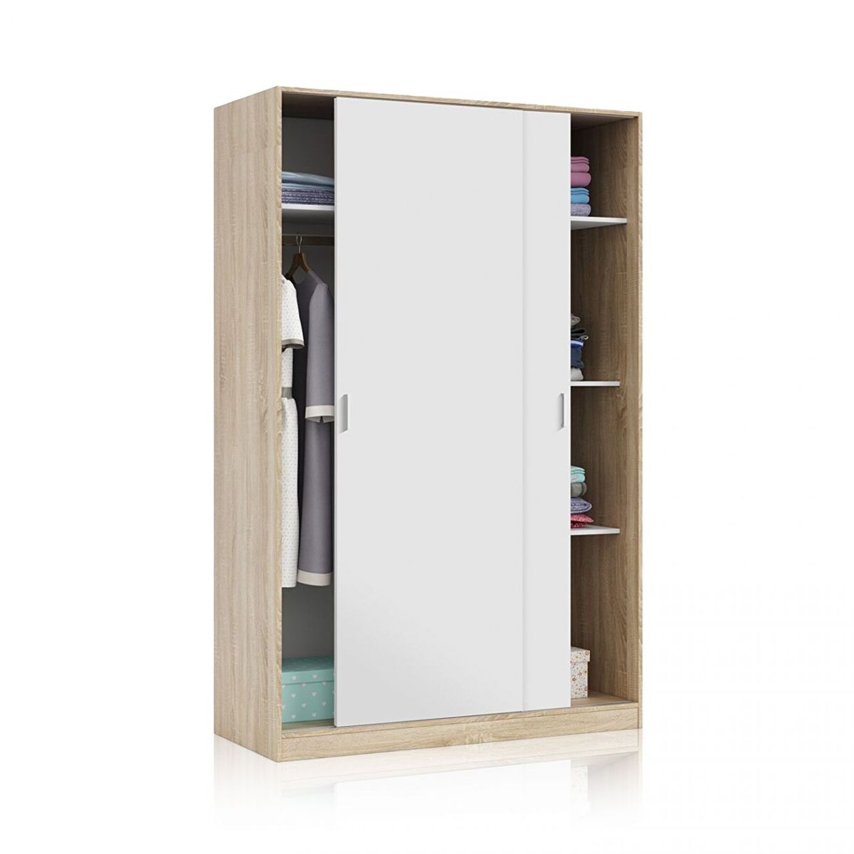 Guarda-roupa max artik white (branco mate) - carvalho canadiano 120 x 200 x 50 cm