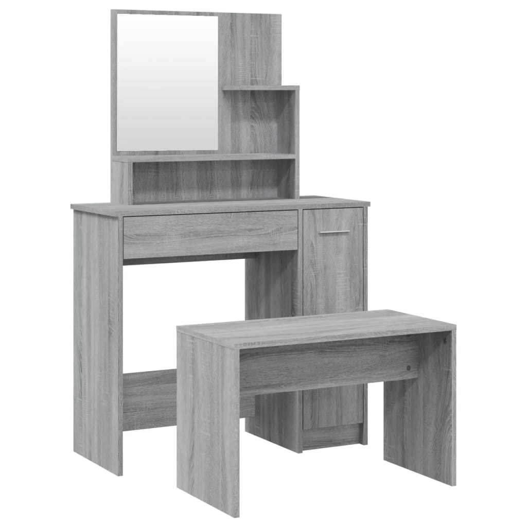 Conjunto penteadeira - toucador 86,5x35x136 cm cor sonoma cinzento
