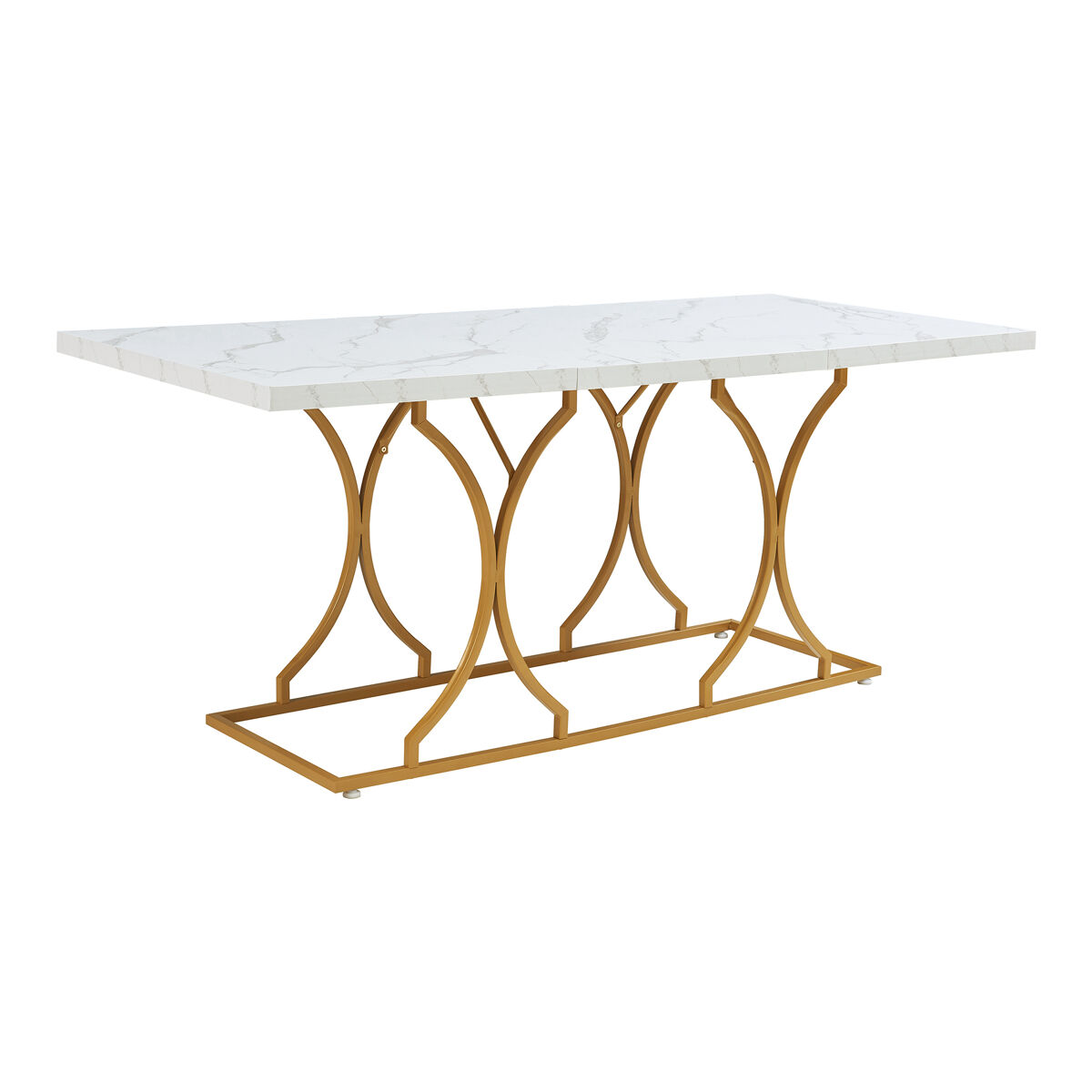 Mesa de jantar figa para 6 pessoas, aspeto mármore, blanc / doré [en.casa]