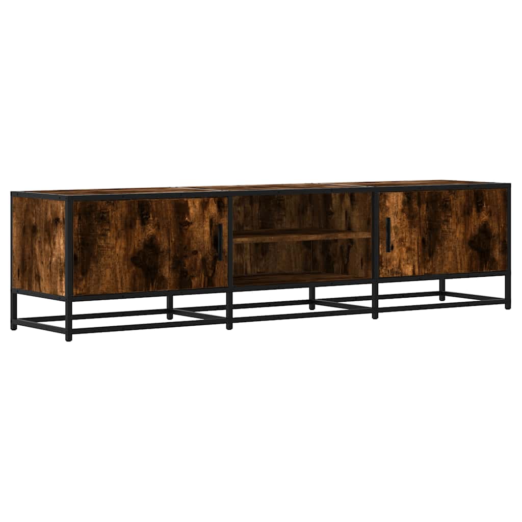 Móvel p/ tv, armário de tv 160x35x41cm derivados madeira/metal carvalho fumado