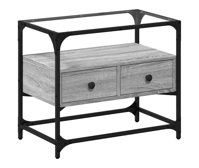 Móvel de tv - modulo de tv - armário de tv c/ tampo de vidro derivados madeira cinzento sonoma