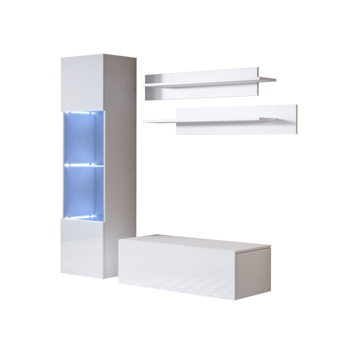 Móvel de sala sala de estar e jantar preto 150x40x165 2 portas led luke 3 muebles bonitos