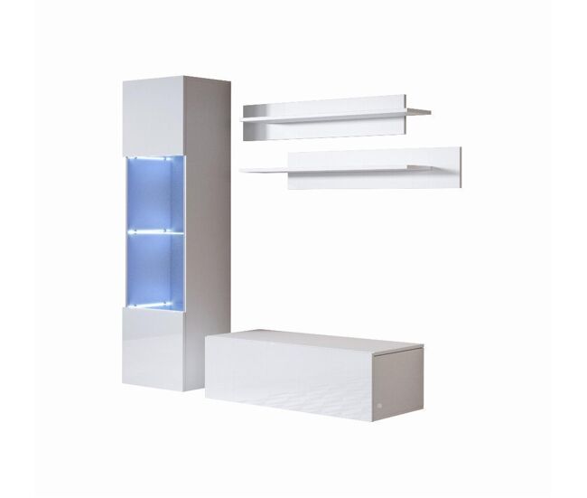 Móvel de sala sala de estar e jantar preto 150x40x165 2 portas led luke 3 muebles bonitos