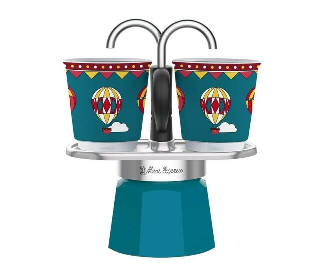 Cafetière italiana bialetti mini express winter wonderland turquesa alumínio 2 kopjes 0,9 l