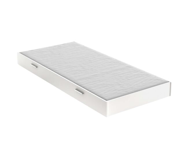 Cama life bed com gaveta inferior, quarto juvenil, cor branco fosco, 18x200x90 cm, móveis para quarto