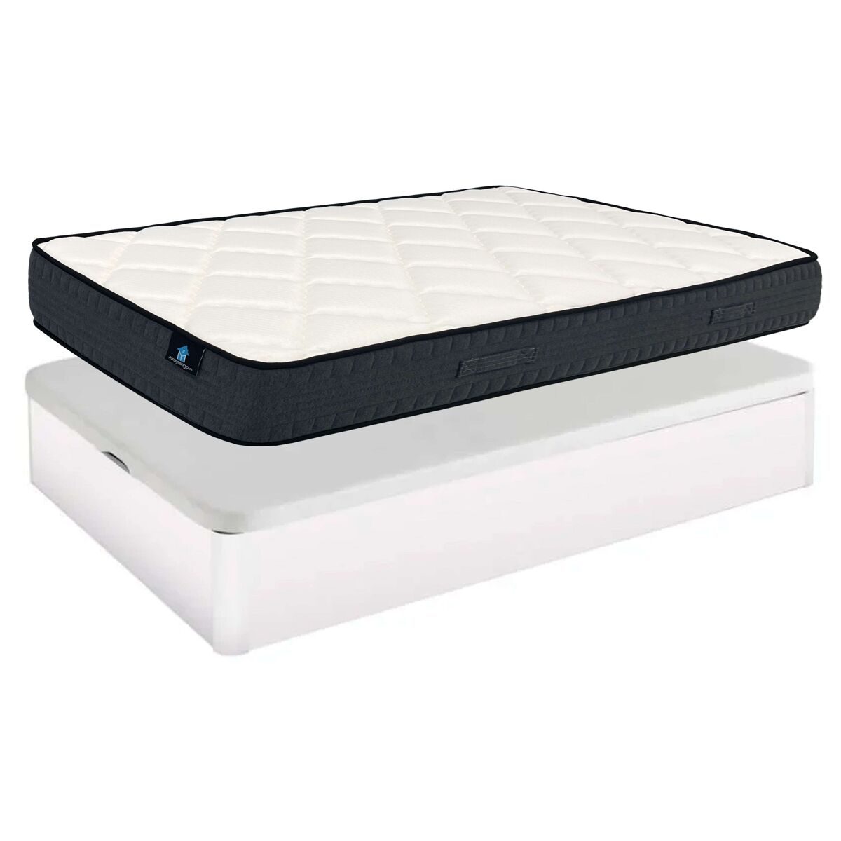 Pack descanso 135x190 cm composto por canapé e colchão alpha na cor blanche