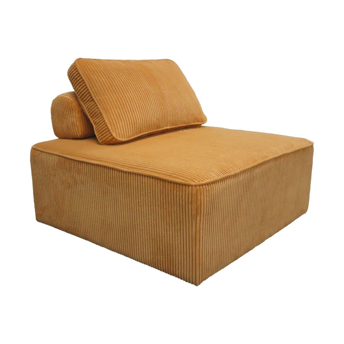 Módulo para sofá modular de veludo canelado, 1 lugar, lao, mostarda, 90x90x40 cm