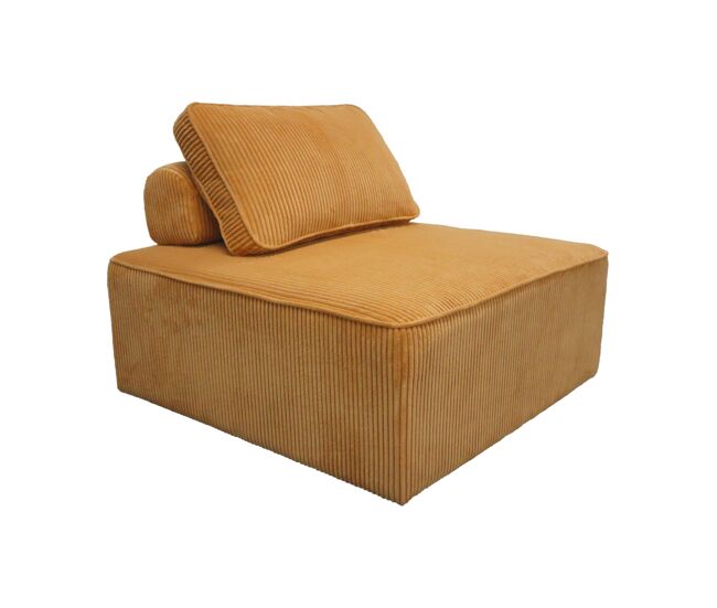 Módulo para sofá modular de veludo canelado, 1 lugar, lao, mostarda, 90x90x40 cm
