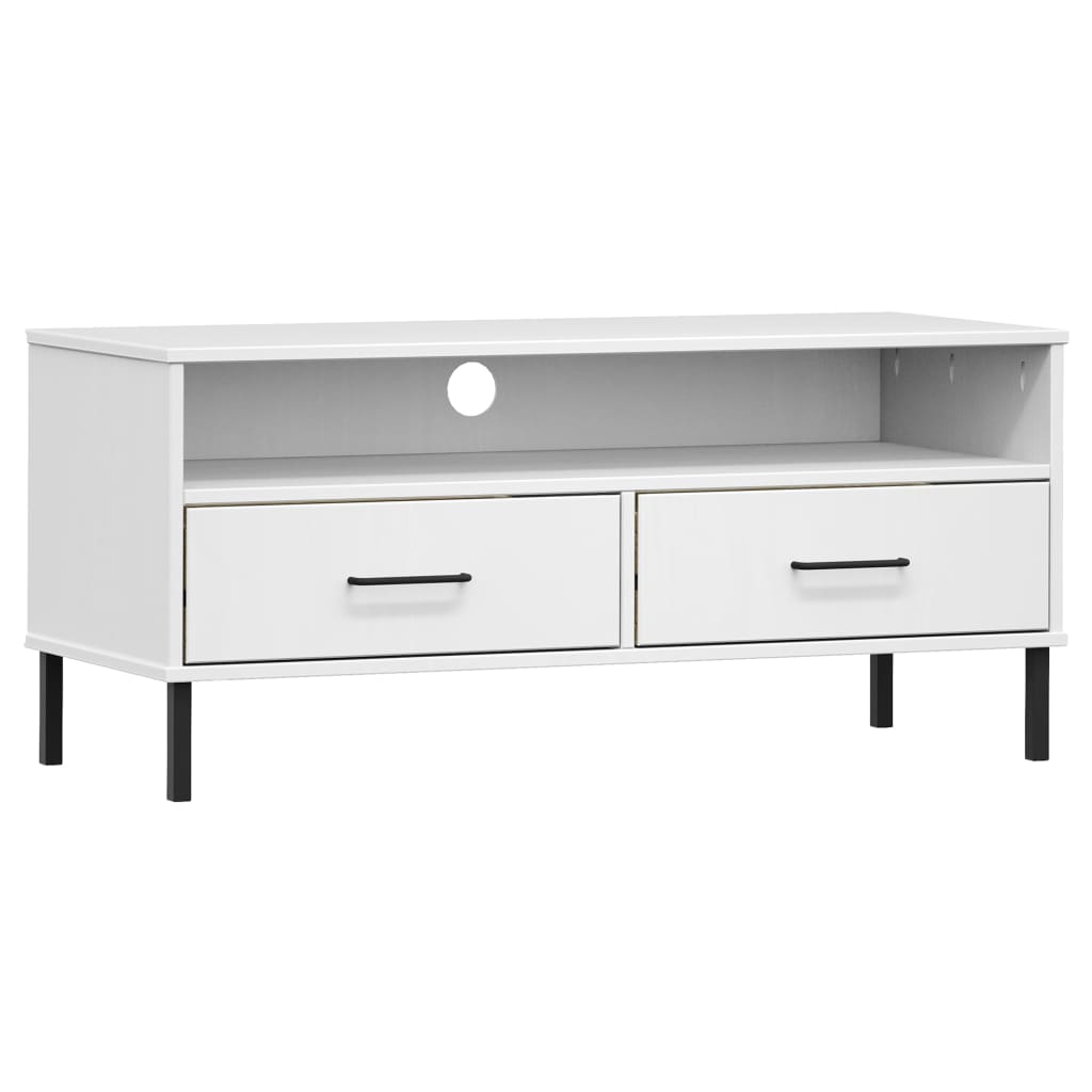 Móvel de tv - modulo de tv - armário de tv c/ pernas de metal pinho maciço oslo branco