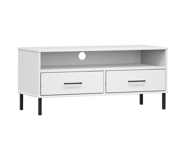 Móvel de tv - modulo de tv - armário de tv c/ pernas de metal pinho maciço oslo branco