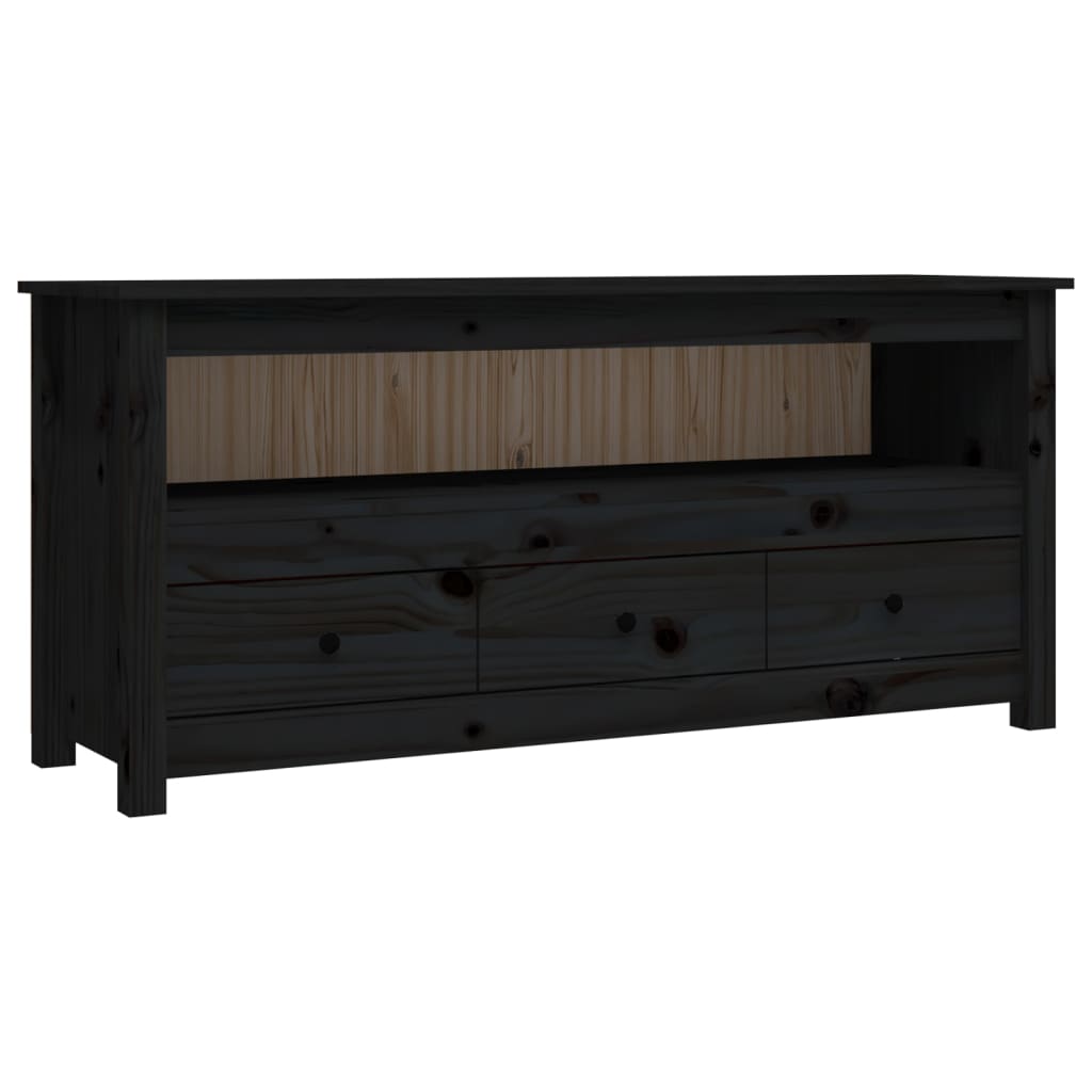Móvel de tv - modulo de tv - armário de tv 114x35x52 cm madeira de pinho maciça preto