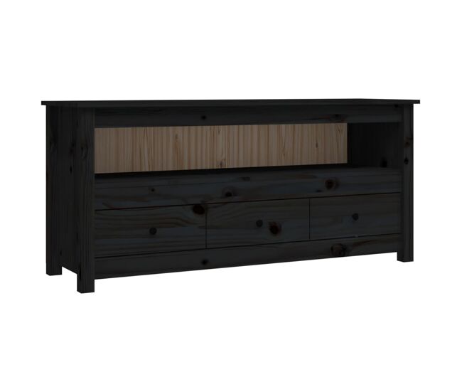Móvel de tv - modulo de tv - armário de tv 114x35x52 cm madeira de pinho maciça preto