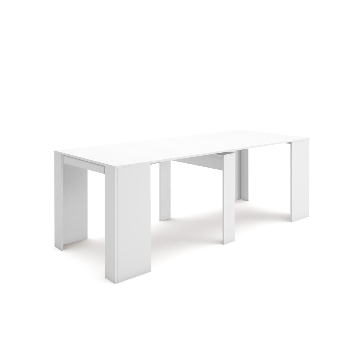 Mesa consola extensível, cozinha, sala de jantar, 222x90x77cm, para 10 pessoas, mesa de jantar, branco