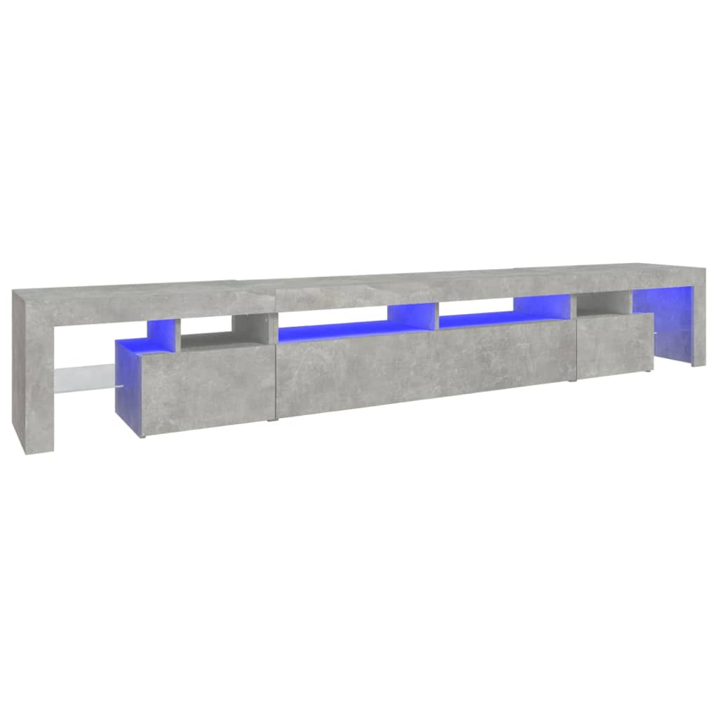 Móvel de tv - modulo de tv - armário de tv com luzes led 260x36,5x40 cm cinzento cimento