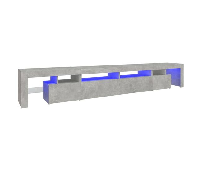 Móvel de tv - modulo de tv - armário de tv com luzes led 260x36,5x40 cm cinzento cimento