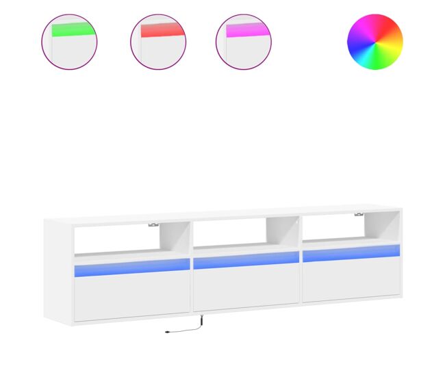 Móvel de parede para tv - armário de tv com luzes led 180x31x45 cm blanc