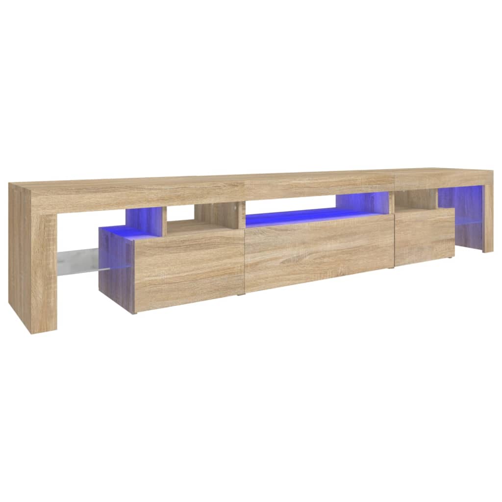Móvel de tv - modulo de tv - armário de tv com luzes led 215x36,5x40 cm carvalho sonoma