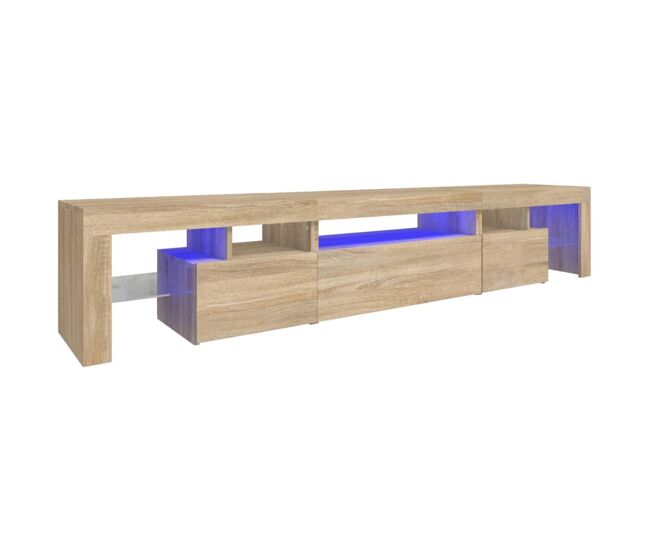 Móvel de tv - modulo de tv - armário de tv com luzes led 215x36,5x40 cm carvalho sonoma