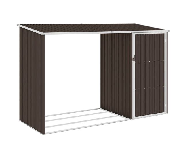 Abrigo de madeira de jardim 245 x 98 x 159 cm aço galvanizado marrom 02_0022398