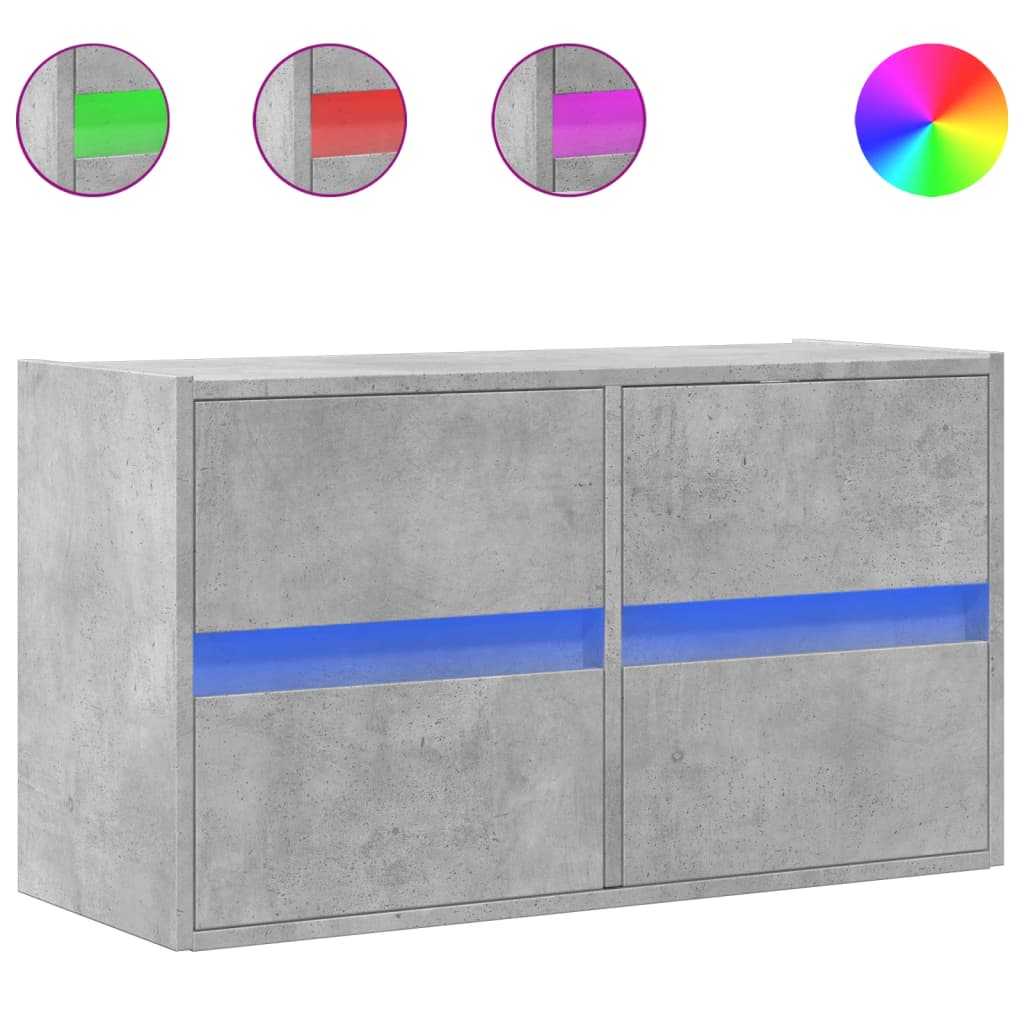 Móvel de parede p/ tv - armário de tv c/ luzes led 80x31x45 cm cinzento cimento