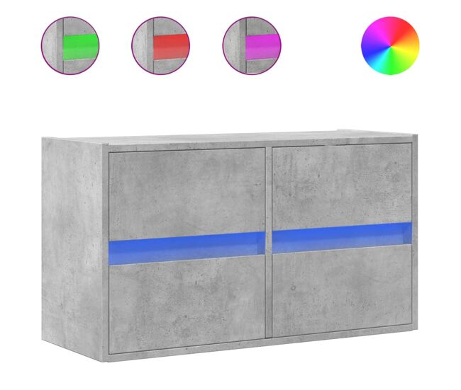 Móvel de parede p/ tv - armário de tv c/ luzes led 80x31x45 cm cinzento cimento