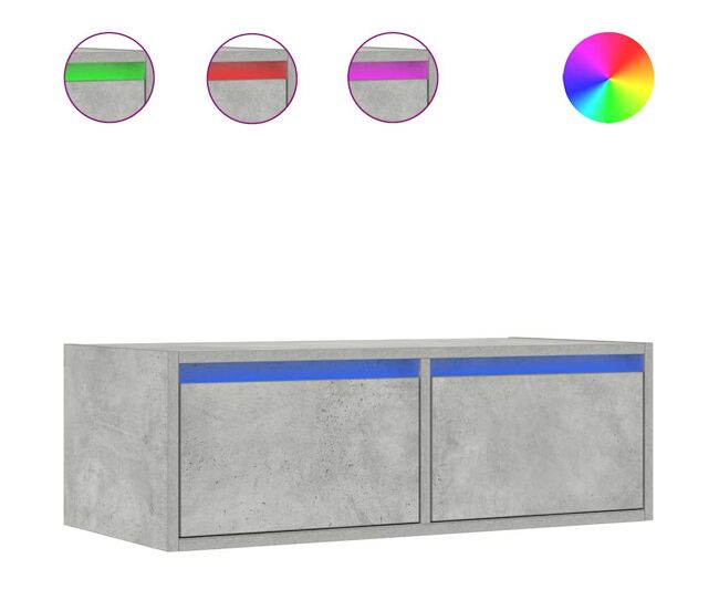 Móvel de tv - modulo de tv - armário de tv com luzes led 75x35,5x25 cm cinzento cimento