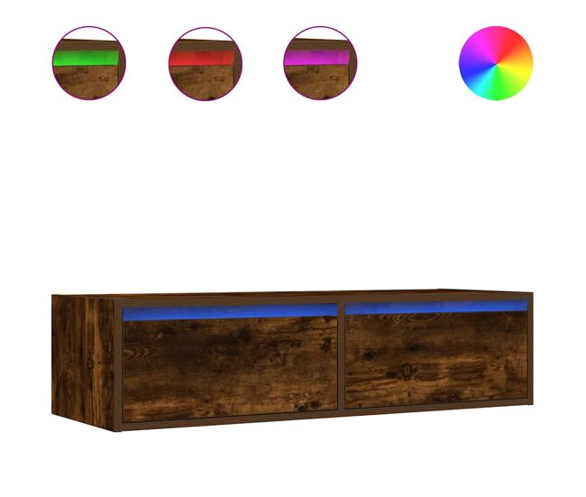 Móvel de tv - modulo de tv - armário de tv com luzes led 100x35,5x25 cm carvalho fumado