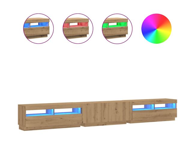 Móvel de tv - modulo de tv - armário de tv com luzes led derivados madeira carvalho artisiano