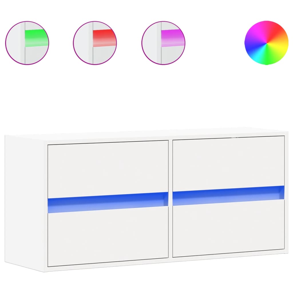 Móvel de parede para tv - armário de tv com luzes led 100x31x45 cm branco