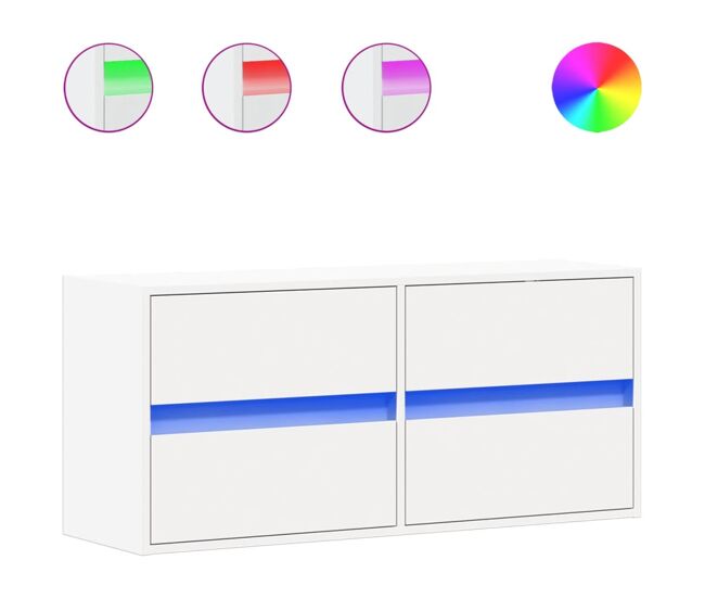 Móvel de parede para tv - armário de tv com luzes led 100x31x45 cm branco