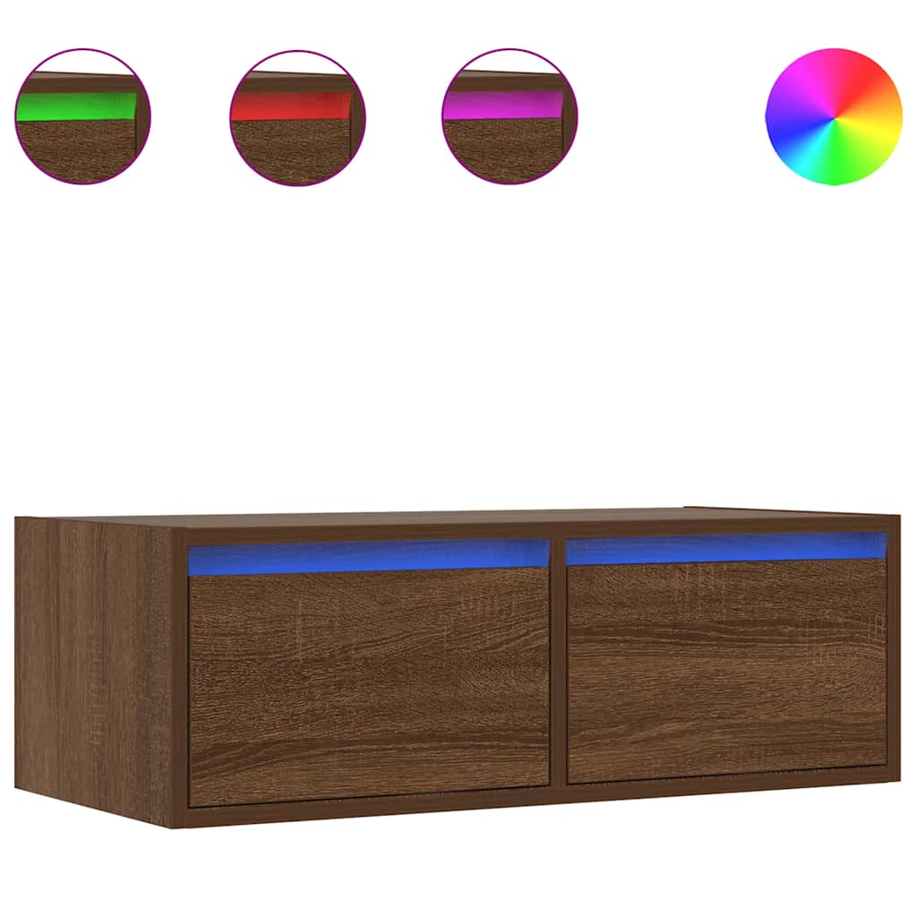 Móvel de tv - modulo de tv - armário de tv com luzes led 75x35,5x25 cm cor carvalho castanho