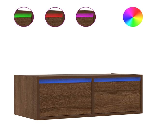 Móvel de tv - modulo de tv - armário de tv com luzes led 75x35,5x25 cm cor carvalho castanho