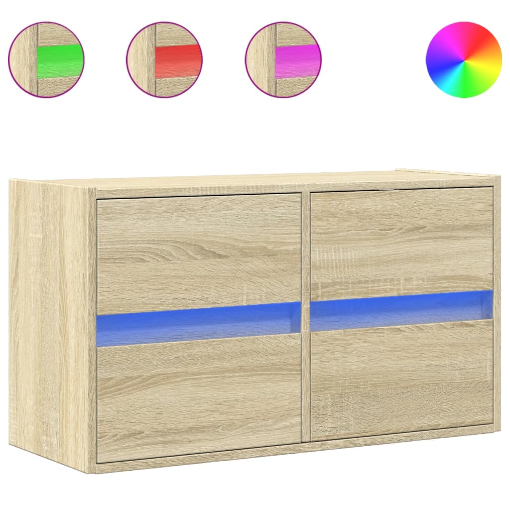 Móvel de parede p/ tv - armário de tv c/ luzes led 80x31x45 cm carvalho sonoma