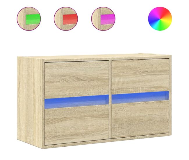 Móvel de parede p/ tv - armário de tv c/ luzes led 80x31x45 cm carvalho sonoma