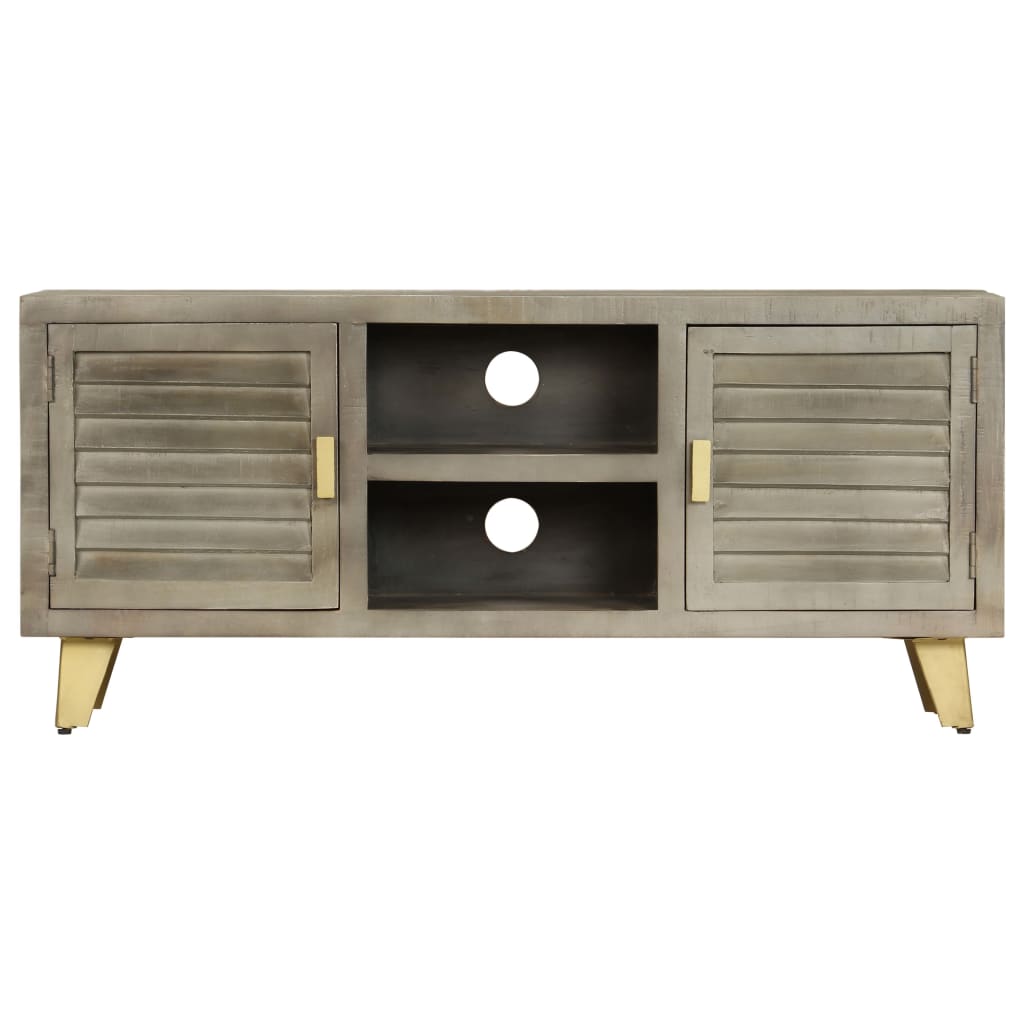 Móvel de tv - modulo de tv - armário de tv 110x30x48 cm mangueira maciça cinzento e bronze