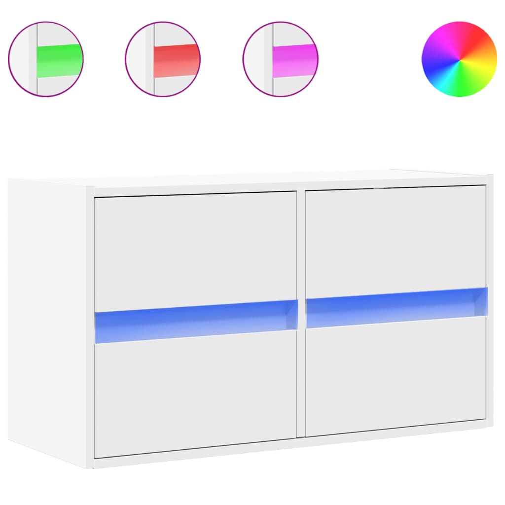 Móvel de parede para tv - armário de tv com luzes led 80x31x45 cm branco