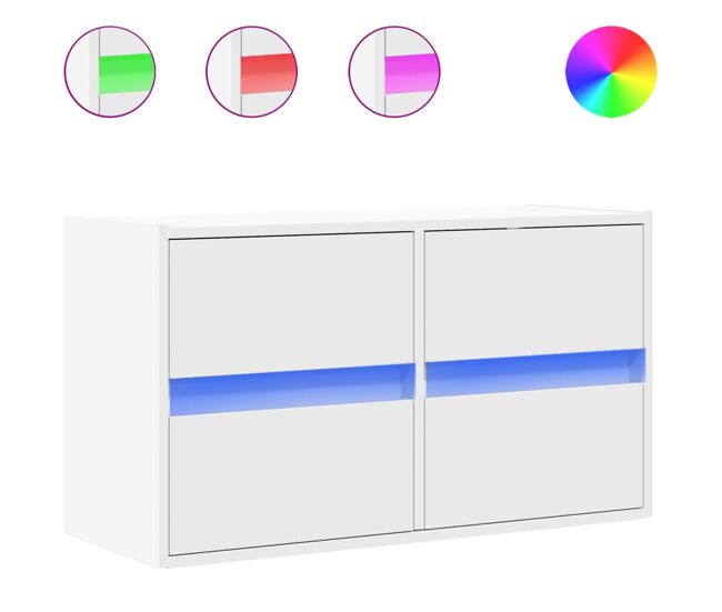 Móvel de parede para tv - armário de tv com luzes led 80x31x45 cm branco