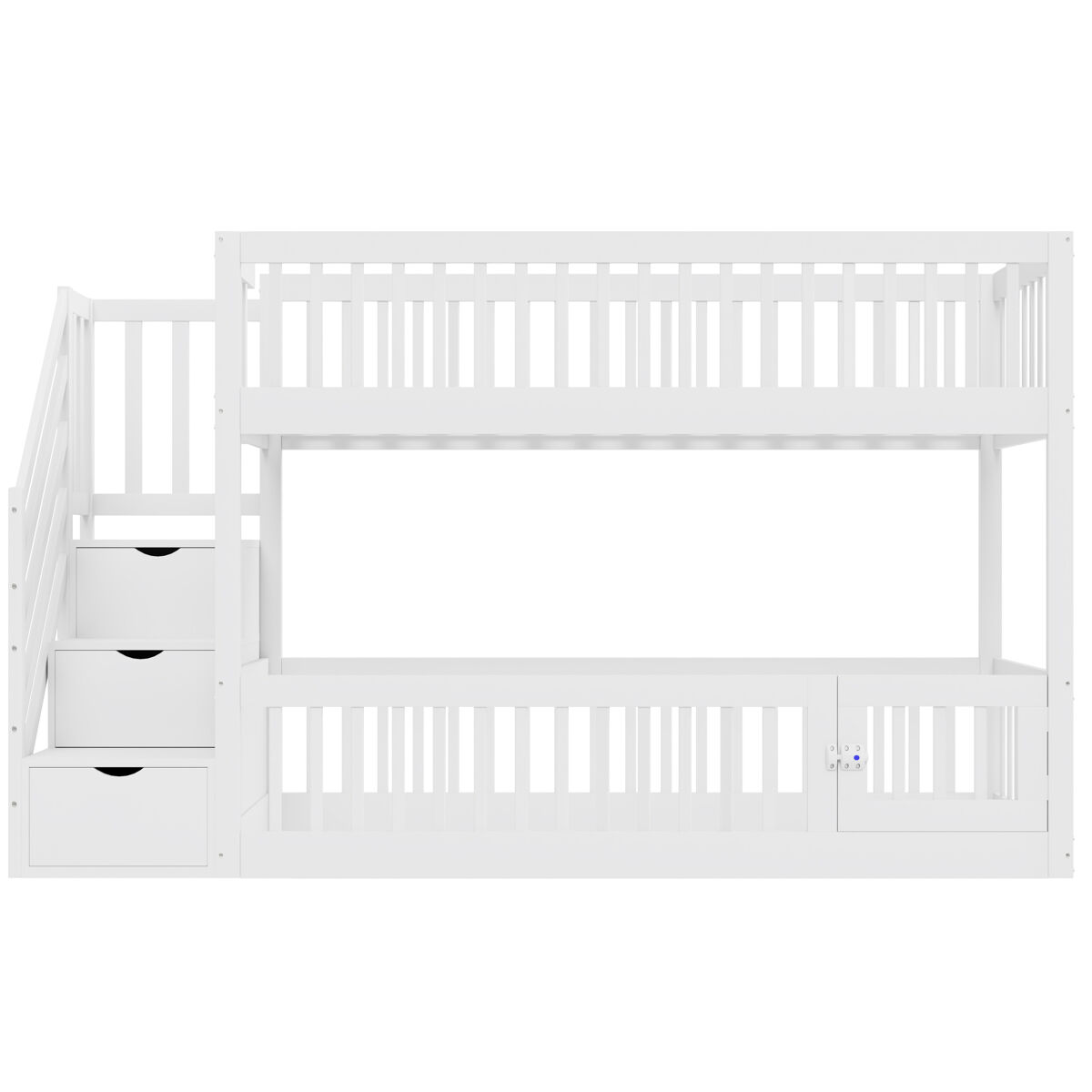 Cama beliche 90x200 - com escada de segurança e gavetas, cama individual com arrumação - branco