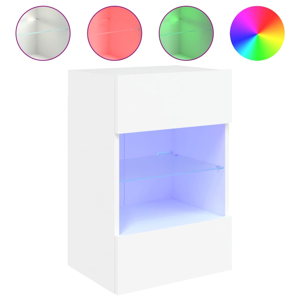 Móvel de parede para tv - armário de tv com luzes led 40x30x60,5 cm branco