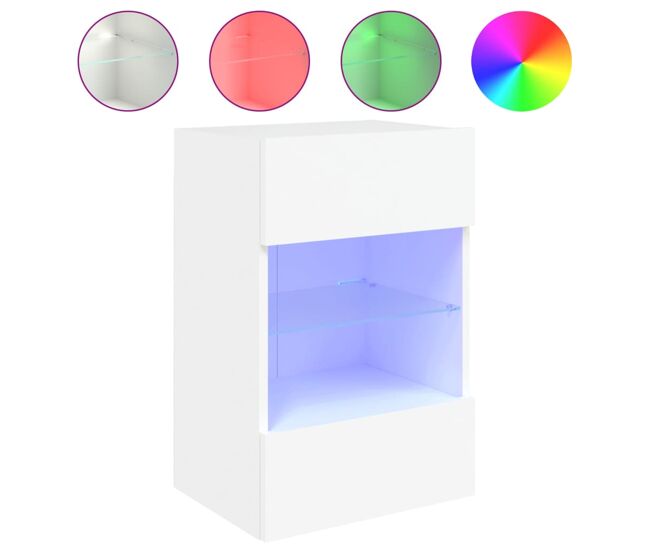 Móvel de parede para tv - armário de tv com luzes led 40x30x60,5 cm branco
