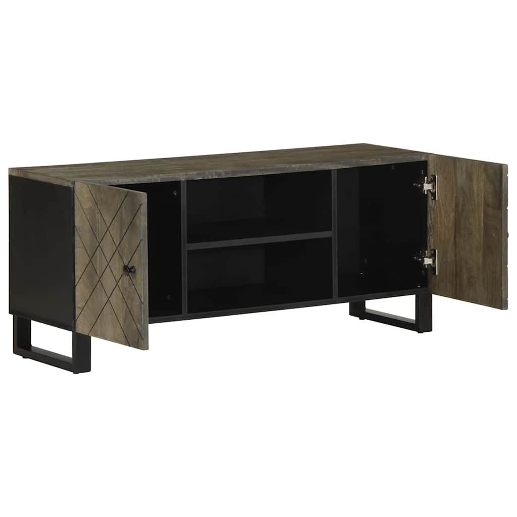 Móvel de tv - modulo de tv - armário de tv 105x33x46 cm madeira de mangueira maciça preto