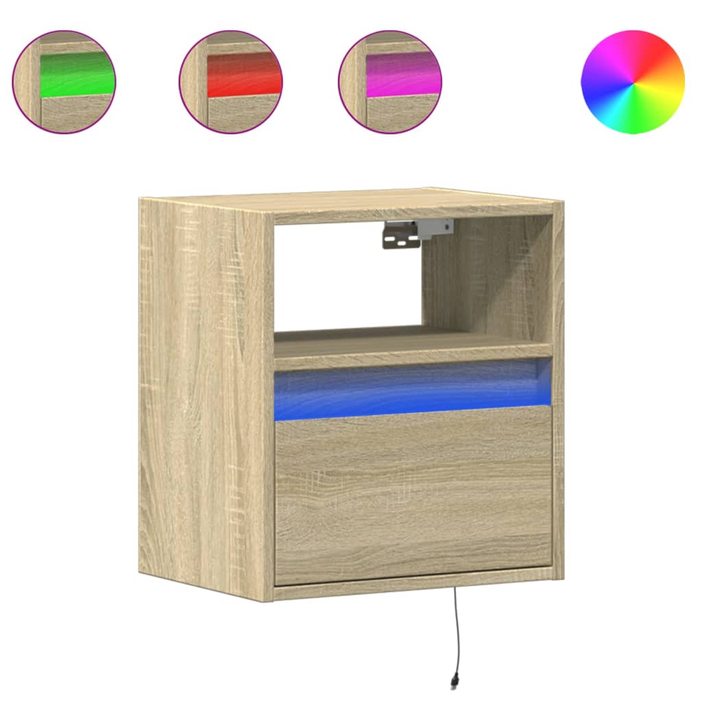Móvel de parede p/ tv - armário de tv c/ luzes led 41x31x45 cm carvalho sonoma
