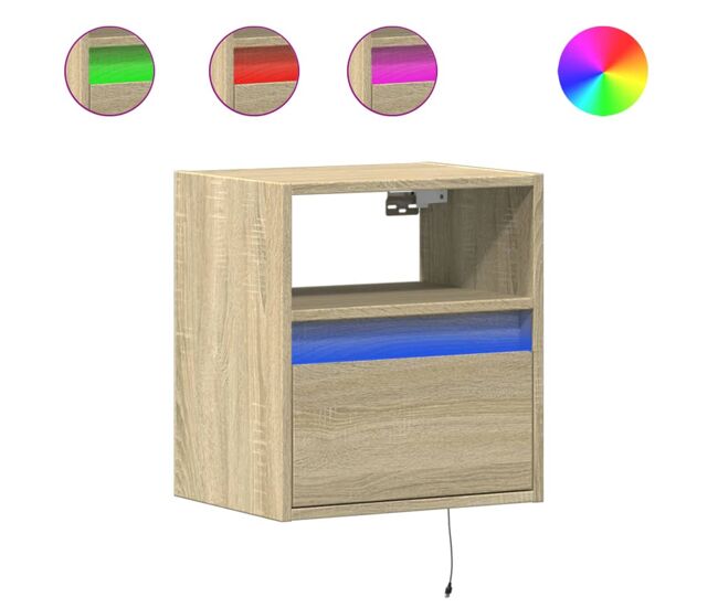 Móvel de parede p/ tv - armário de tv c/ luzes led 41x31x45 cm carvalho sonoma