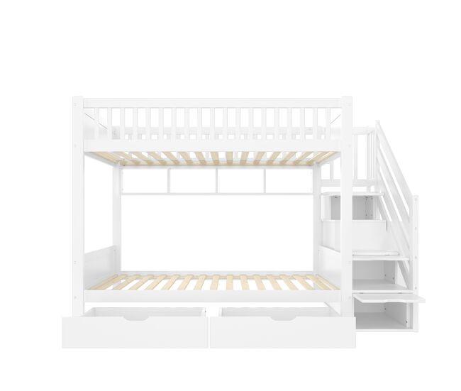 Cama alta 90x200cm - com gaveta, prateleira, armário e espaço de arrumação - branco