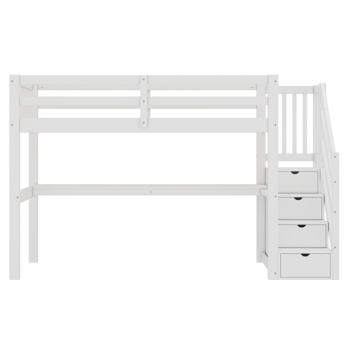 Cama alta 90x200 cm - cama infantil com gavetas de arrumação e secretária debaixo da cama - branco