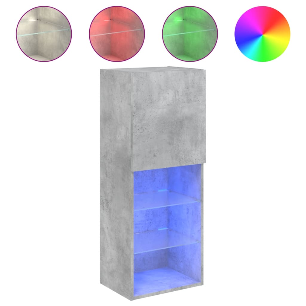 Móvel de tv - modulo de tv - armário de tv com luzes led 40,5x30x102 cm cinzento cimento