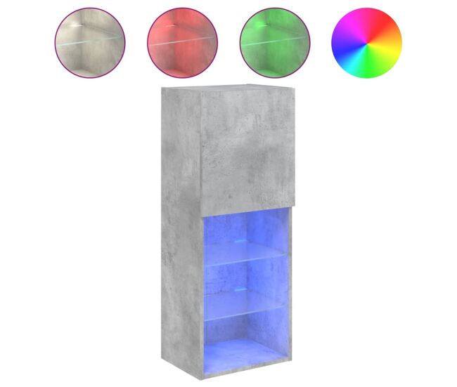 Móvel de tv - modulo de tv - armário de tv com luzes led 40,5x30x102 cm cinzento cimento