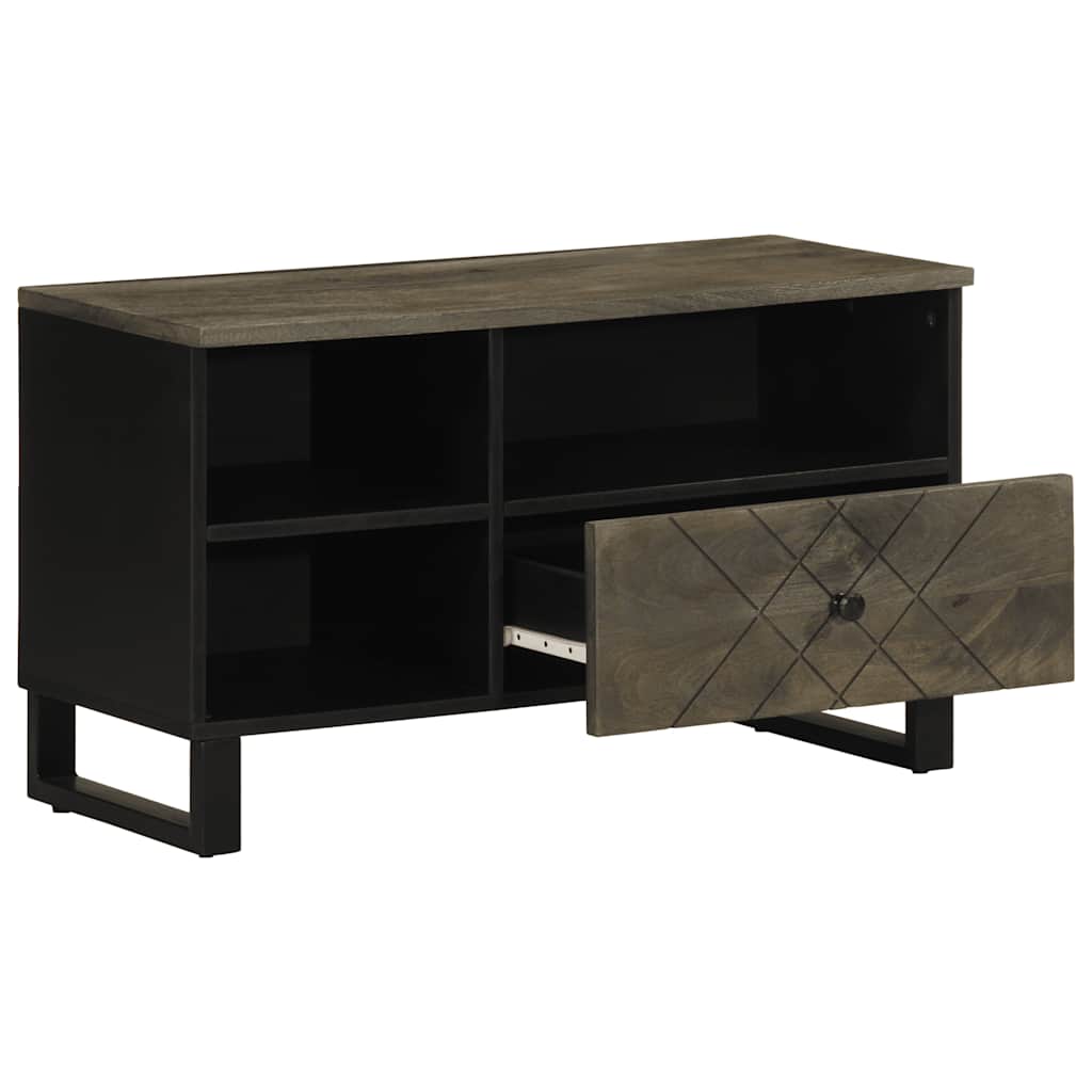 Móvel de tv - modulo de tv - armário de tv 80x33x46 cm madeira de mangueira maciça preto