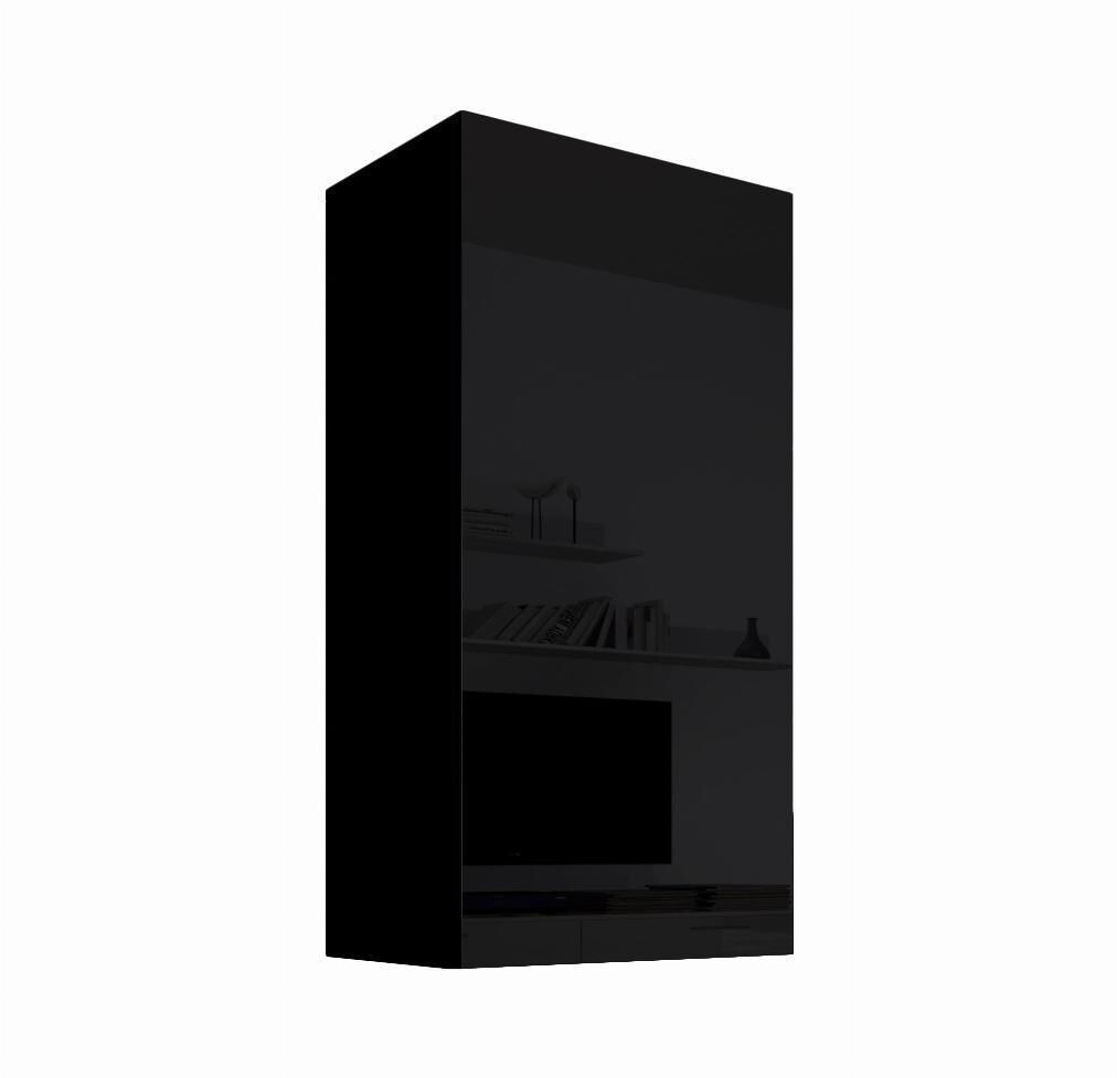 Armário suspenso sala de estar e jantar preto 40x29x126 1 porta nora v1 muebles bonitos